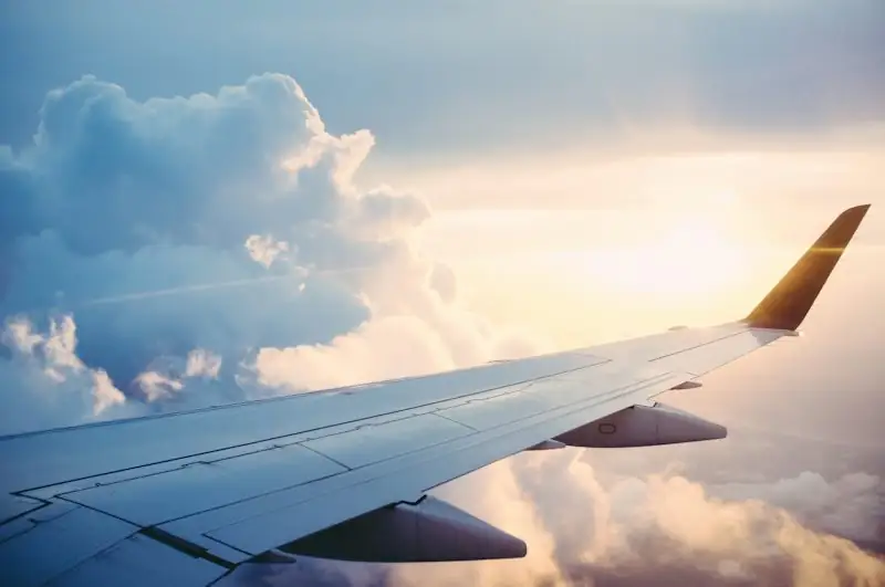 Passenger aircraft in flight